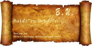Balázs Urbán névjegykártya